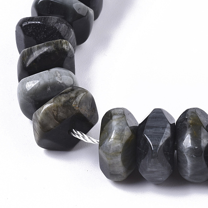 Natural Hawk's Eye Beads Strands, Eagle Eye Stone, Nuggets, Faceted