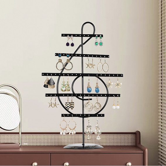 5-Tier Musical Note Iron Earring Display Tower, Jewelry Organizer Holder for Earrings Storage