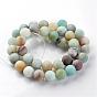 Frosted Natural Flower Amazonite Round Beads Strands