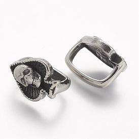 304 Stainless Steel Slide Charms, Skull