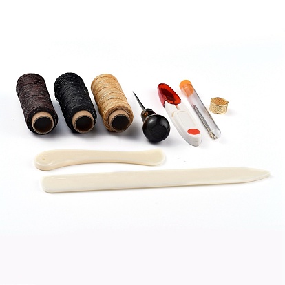 Кожаные швейные инструменты, инструменты для ручного шитья кожи, с кожаными швейными вощеными нитками и иглой для изготовления изделий из кожи
