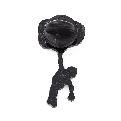 Esqueleto con pasador de esmalte de globo, Insignia de halloween de aleación chapada en negro de electroforesis para ropa de mochila