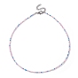 Luster Glass Seed Beaded Necklace with Alloy Clasps