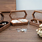 Coffret cadeau pour bague de mariage magnétique en bois de noyer hexagonal à fente, boîte à bijoux à fenêtre transparente avec intérieur en velours, pour quelques bagues