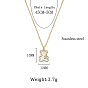 Stainless Steel Rhinestone Bear Pendant Necklaces, with Shell, Cable Chain Necklace for Women