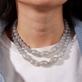 Collier de perles en acrylique fait à la main, à la mode créative européenne et américaine pour femmes