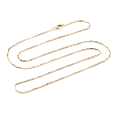 Brass Box Chain Necklace Making, with Lobster Claw Clasps, Long-Lasting Plated
