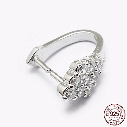 925 Sterling Silver Micro Pave Cubic Zirconia Pendant Bails, Ice Pick & Pinch Bails, Rhombus