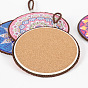 Porcelain Hot Pads, with Rope & Anti-slip Cork Bottom, Water Absorption Heat Insulation, Flat Round with Mandala Pattern