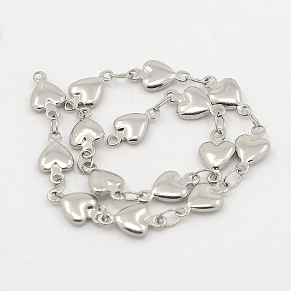 304 Stainless Steel Heart Chains, Soldered, Decorative Chain