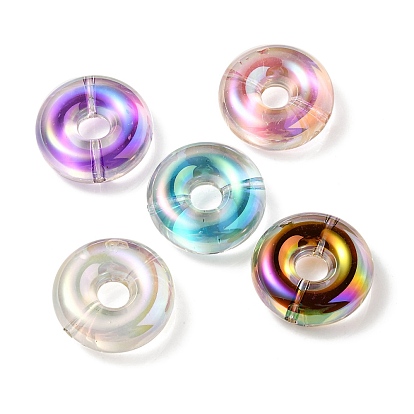 Placage uv perles acryliques irisées arc-en-ciel, perle bicolore en perle, plat rond