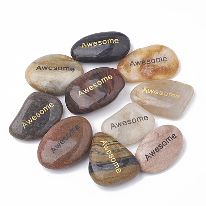 Natural River Stone Palm Stone, Pocket Stone, Nuggets with  Word