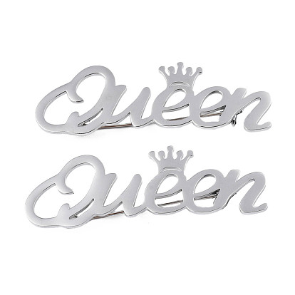 201 слово «королева» из нержавеющей стали с булавкой в виде короны на лацкане, креативный значок для рюкзака, без свинца и без никеля 