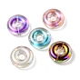 Placage uv perles acryliques irisées arc-en-ciel, perle bicolore en perle, plat rond
