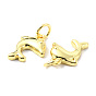 Rack Plating Brass Charms, Long-Lasting Plated, with Jump Ring, Cadmium Free & Lead Free, Dolphin Charm