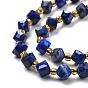 Lapis-lazuli, brins de perles naturels , avec des perles de rocaille, facette, perles de cube en diagonale