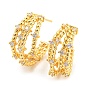 Rack Plating Brass Split Earrings, Clear Cubic Zirconia Arch Stud Earrings, Long-Lasting Plated, Lead Free & Cadmium Free