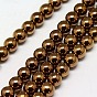 Electroplate Non-magnetic Synthetic Hematite Beads Strands, Round, Grade A