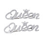 201 Stainless Steel Word Queen with Crown Lapel Pin, Creative Badge for Backpack Clothes, Nickel Free & Lead Free