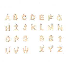 201 Stainless Steel Charms, Random Mixed Letters, Golden