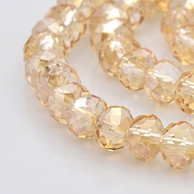Pearl Luster Plated Faceted Rondelle Electroplate Glass Beads Strands