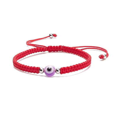 Bracelet de perles tressées en résine mauvais œil, bracelet réglable pour femme