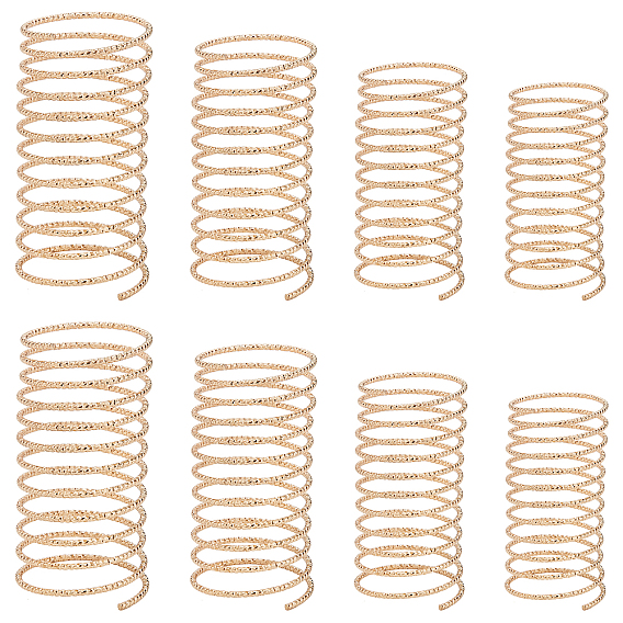 BENECREAT 8Pcs 4 Styles Stackable Brass Wide Band Cuff Ring, Multi Loop Spring Wire Wrapped Open Ring for Women