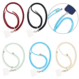 Ahadermaker 5 ensembles 5 couleurs cordons de téléphone en nylon réglables pour le tour du cou, lanière de téléphone, avec support en plastique et en fer