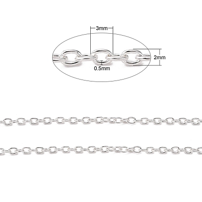 Cadenas de cable de hierro, para la fabricación de la joyería diy, con carrete, sin soldar, oval, aproximadamente 328.08 pies (100 m) / rollo