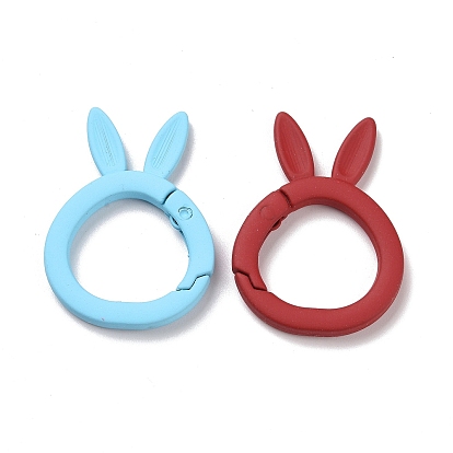 Spray Painted Alloy Spring Gate Rings, Rabbit