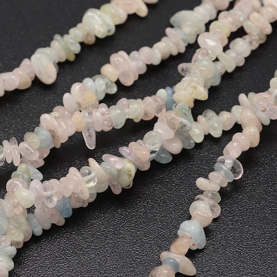 Chips Natural Colorful Morganite Beads Strands, Tumbled Stone, 3~8x3~12x3~5mm, Hole: 1mm, about 32 inch