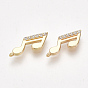 Brass Charms, Nickel Free, Real 18K Gold Plated, with Cubic Zirconia, Musical Note, Clear