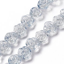 Electroplate Glass Beads Strands, Pearl Luster Plated, Rose