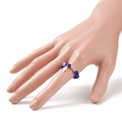 Круглое стеклянное кольцо из бисера с латунным крестиком для женщин