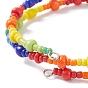 Mot acrylique coloré et bracelet jonc en perles de verre, bracelet double couche pour femme