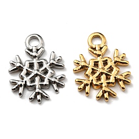 Ion Plating(IP) 304 Stainless Steel Pendants, Christmas Theme, Snowflake Charm