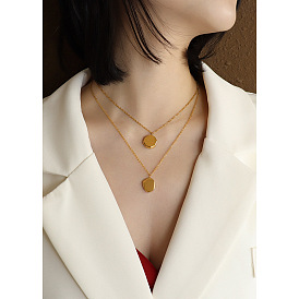 Minimalist Titanium Steel 18K Gold Pendant Necklace for Women
