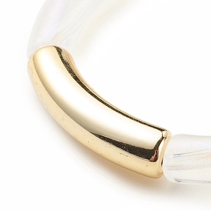 Acrylic Curved Tube Chunky Stretch Bracelet for Women