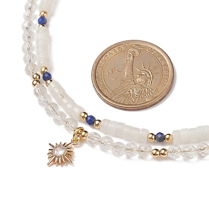 Ожерелья из натурального белого нефрита и хрусталя, Наборы ожерелий с подвесками из латуни с микропаве из кубического циркония, для женщины