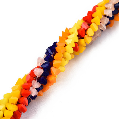 Opaque Solid Color Glass Beads Strands, Faceted Triangle