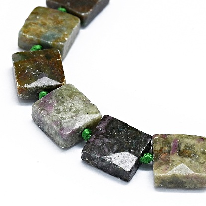 Natural African Jade Beads Strands, Faceted, Square