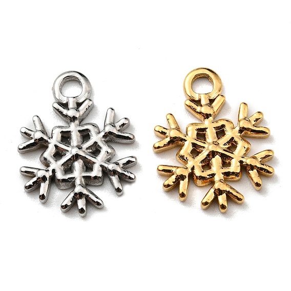 Placage ionique (ip) 304 pendentifs en acier inoxydable, le thème de Noël, charme de flocon de neige