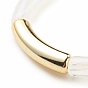 Bracelet extensible épais en tube incurvé en acrylique pour femme