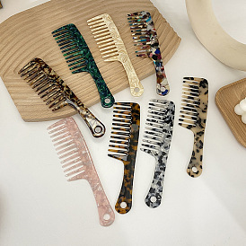 Ручная расческа для волос из разноцветного ацетата в стиле ретро — с длинной ручкой, узорчатый гребешок.