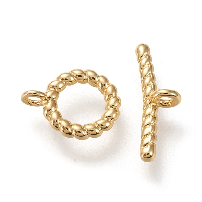 Brass Toggle Clasps, Long-Lasting Plated, Twist Ring & Bar