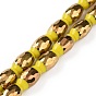 Electroplated Glass Beads Strands, Faceted, Half Golden Plated, Rice