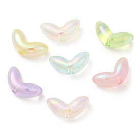 UV Plating Transparent Acrylic Beads, Luminous Beads, Iridescent, Leaf