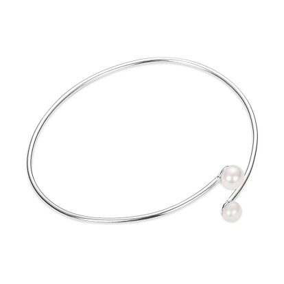 Shegrace mignon 925 bracelet manchette en argent sterling, avec des perles en coquille, 185mm