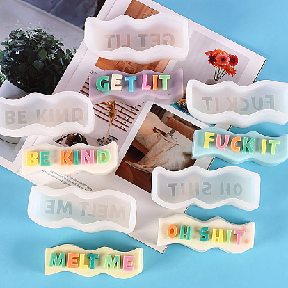 Wave with Word Shape Silicone Candle Molds, for Candle Making Tools