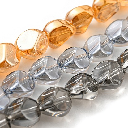 Pearl Luster Plated Electroplate Transparent Glass Beads Strands, Faceted Polygon